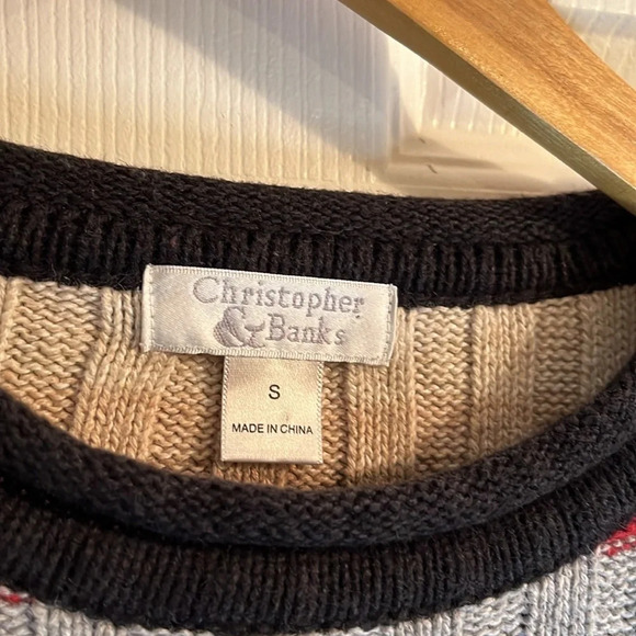 🍁Vtg Christopher & Banks sweater women’s S striped multicolour ribbed - Picture 2 of 8